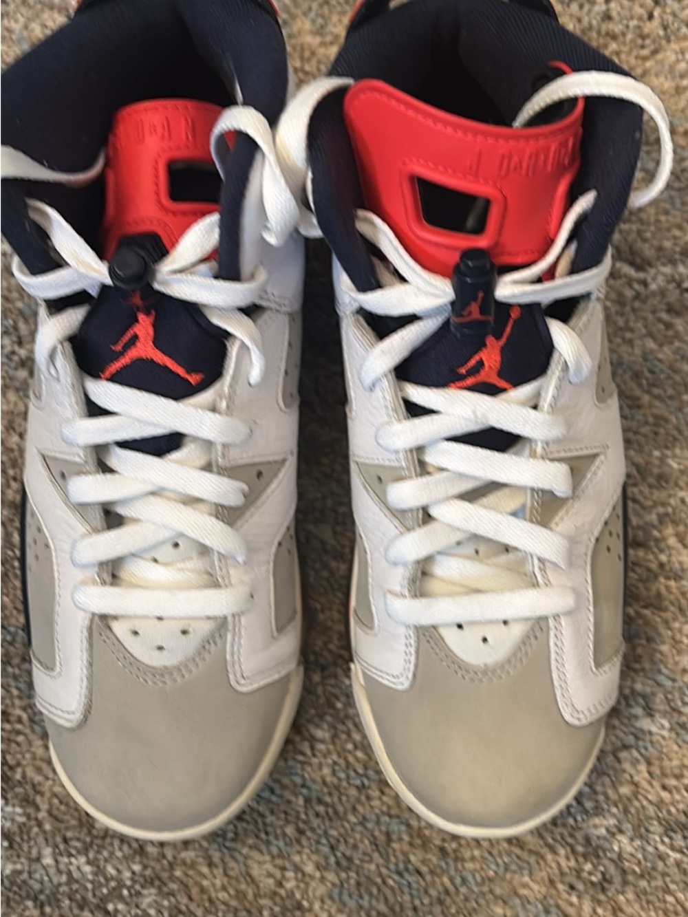 Jordan Kids' Retro Basketball Sneakers - White, Gray & Red Accents